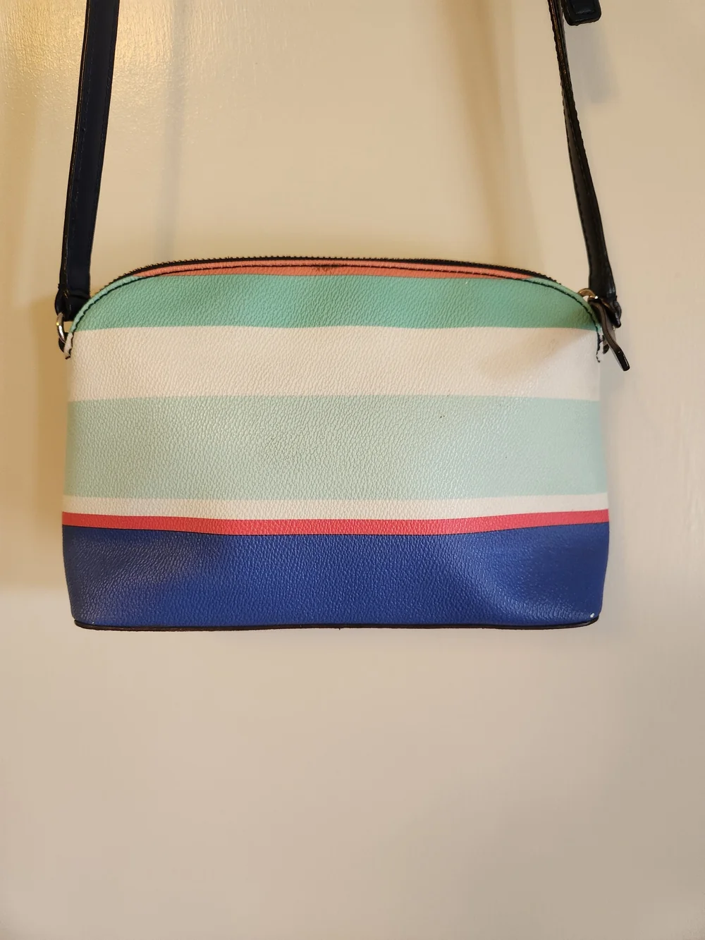 Kate Spade Striped Crossbody Bag in Mint, Navy & Coral